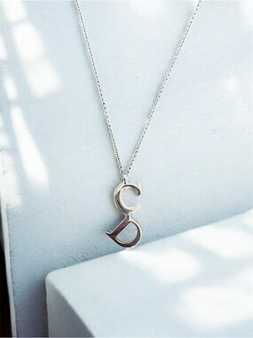 Dior Silver CD Initial Pendant Necklace
